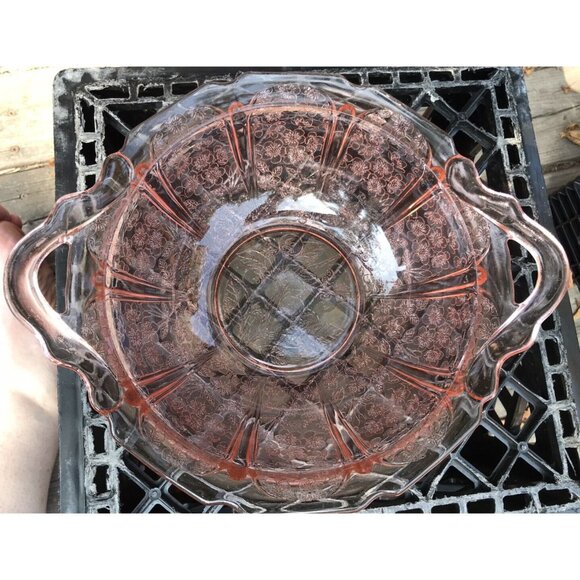 VINTAGE Jeannette CHERRY BLOSSOM PINK - 2 HANDLE BOWL - Picture 3 of 8